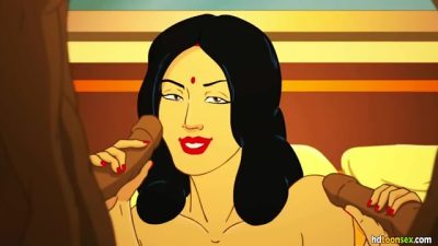 Savita Bhabhi – Busty mature cartoon indian woman sucks the dick of two young guys