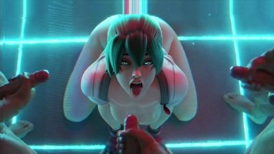 Face Fucking Time – Overwatch Kiriko gangbanged in hallway