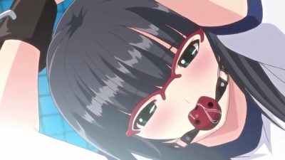Love es M – Cute hentai teen is gagged, dildoed and fucked while friend is watching