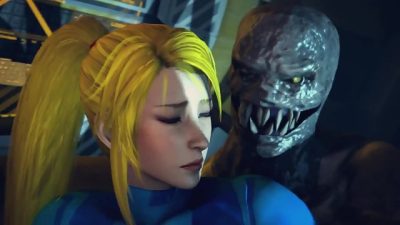 Training Day: Zero Suit – Samus Aran gets her asshole destroyed by a huge monster dick