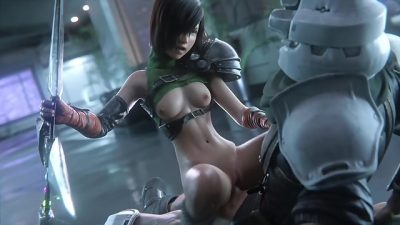 Yuffie Kisaragi rides the cock of a solider with her smooth tight pussy