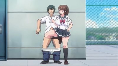 Nurturing 2 – Huge titty femdom teen gives a student a hentai thigh job on the roof