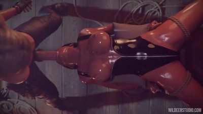 Lara Croft Tricked for Halloween VHS – Lara Croft get a 3D deepthroat face fuck from big dicked futa